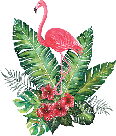 Blomster og planter vinyltæppe stort tropisk flamingo - TenStickers