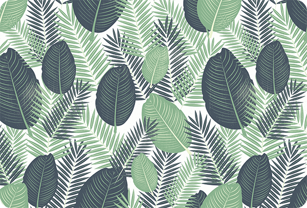 Blomster og planter vinyltæppe i junglegrøn vegetation - TenStickers