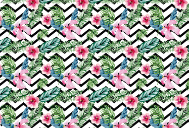 Blomster og planter vinyltæppe zigzag tropiske linjer - TenStickers