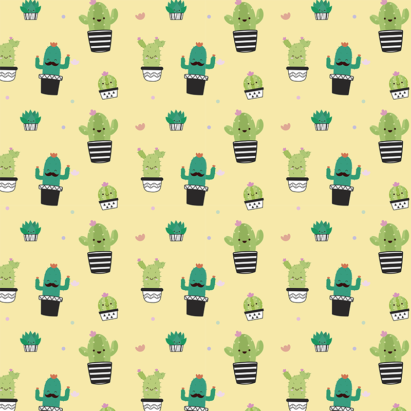 Blomster og planter vinyltæppe kaktus mønster - TenStickers