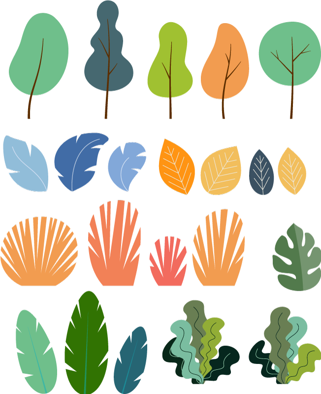 Blomster og planter vinyltæppe med tropiske blade - TenStickers