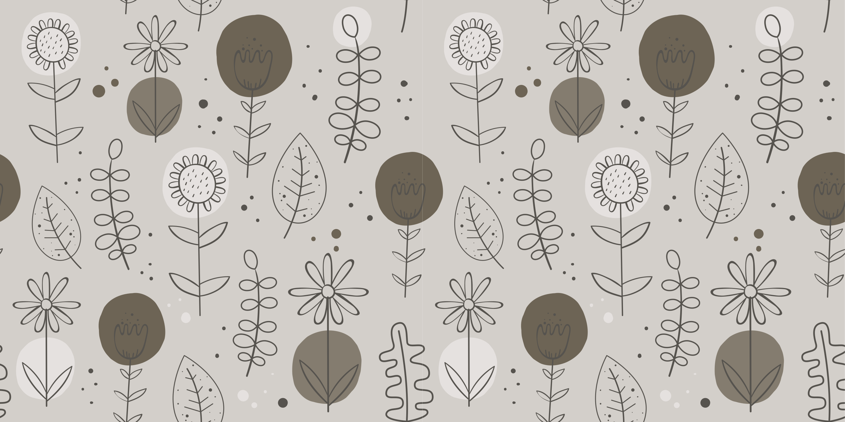 Blomster og planter vinyltæppe i naturlige farver - TenStickers