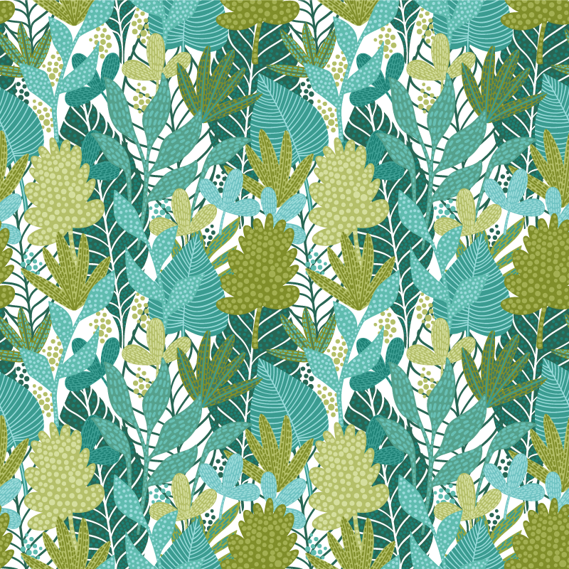 Blomster og planter vinyltæppe med tropiske boho blade - TenStickers