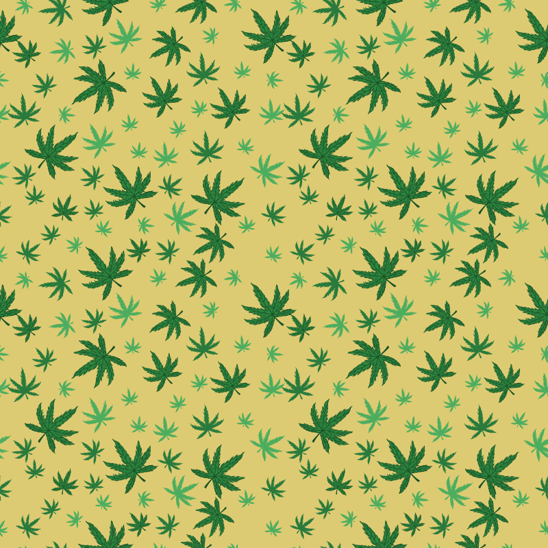 Blomster og planter vinyltæppe uden sømme cannabis mønster - TenStickers