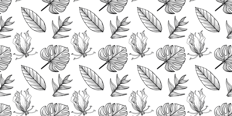 Blomster og planter vinyltæppe ensfarvede tropiske blade - TenStickers