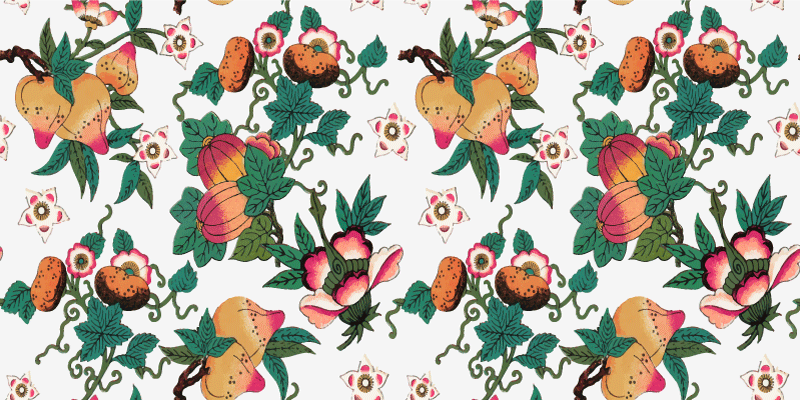 Blomster og planter vinyltæppe i multicolor sommerprint - TenStickers