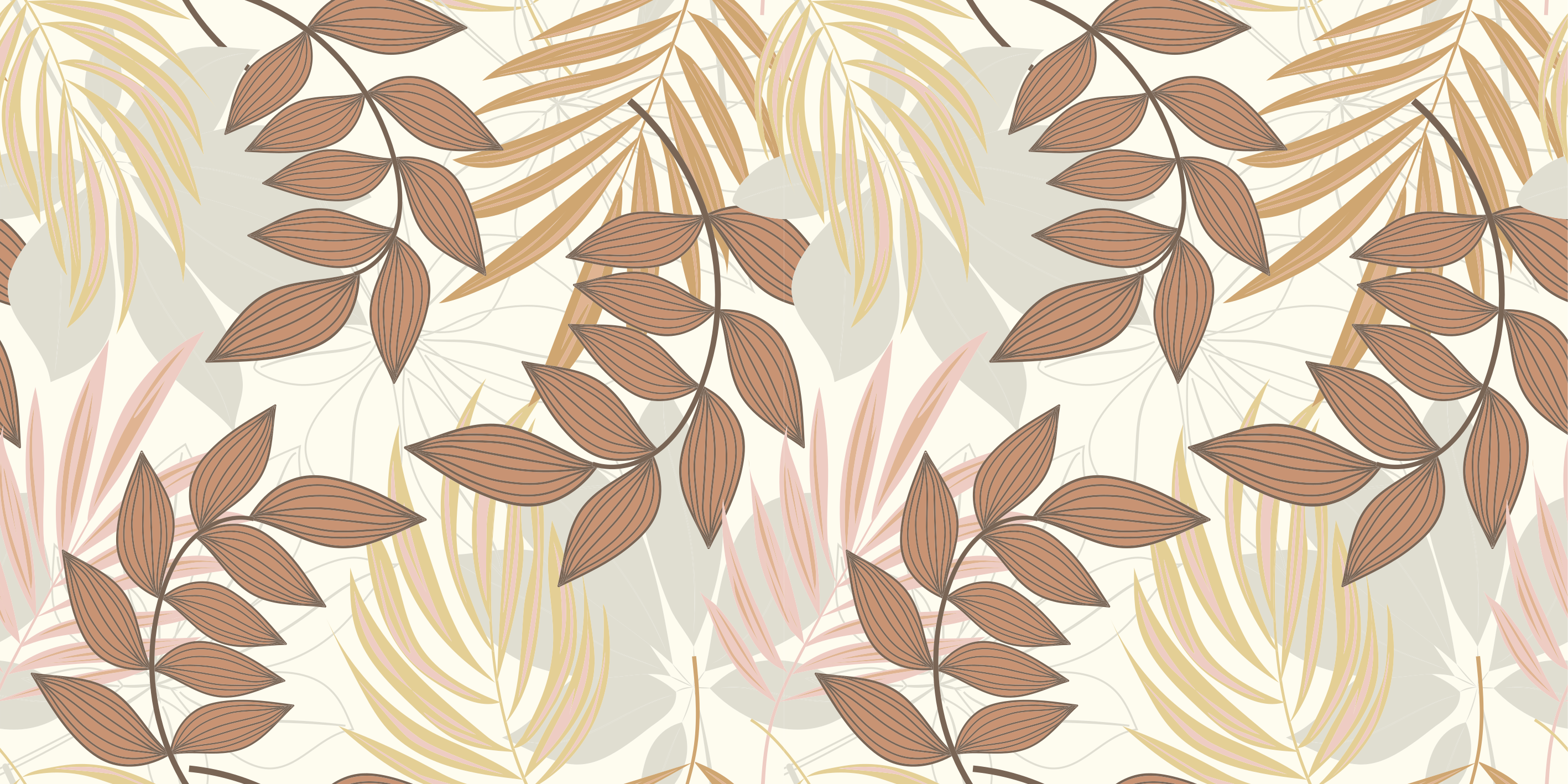 Blomster og planter vinyltæppe elegant blad inspiration - TenStickers