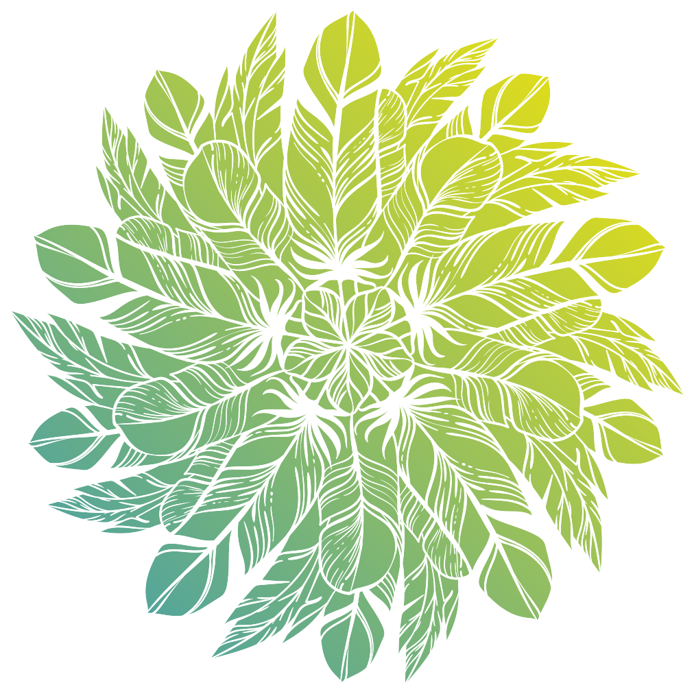 Blomster og planter vinyltæppe med bladet cirkelmønster - TenStickers