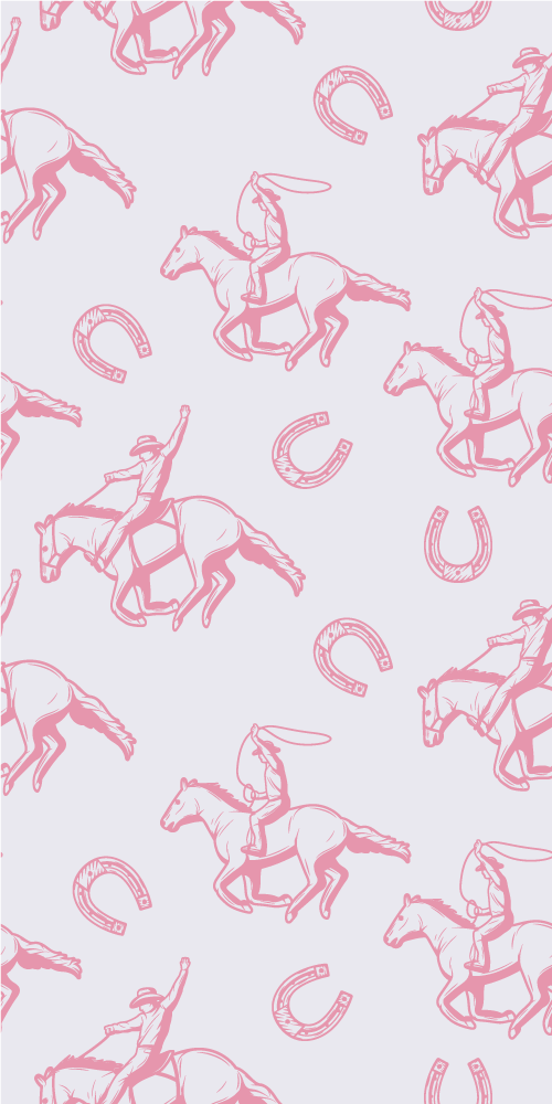 Vinyltæppe til soveværelse med pink cowboyheste mønster - TenStickers