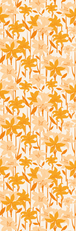 Vinyltæppe til soveværelse med små søde orange blomster - TenStickers