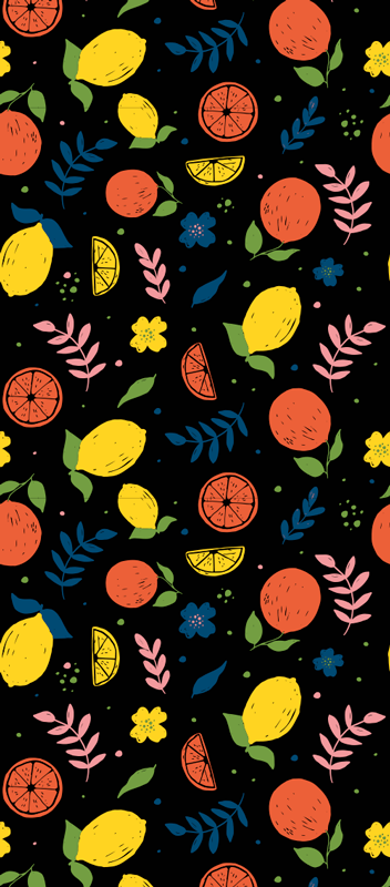 Vinyltæppe til soveværelse med citrusfrugter og blade - TenStickers