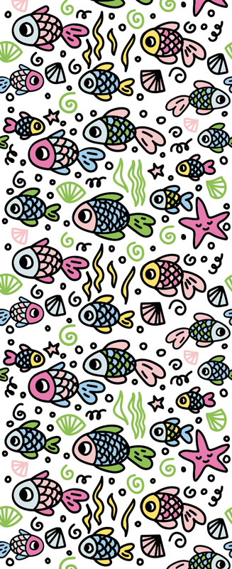 Vinyltæppe til soveværelse med multicolor fiske mønster - TenStickers