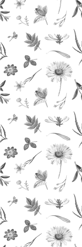 Vinyltæppe til soveværelse med grå forårsblomster - TenStickers