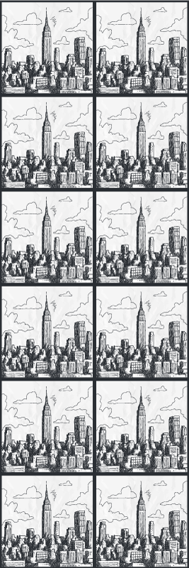 Vinyltæppe til soveværelse nyc skitse collage - TenStickers