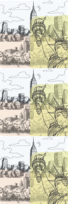 Vinyltæppe til soveværelse med vintage nyc collage - TenStickers
