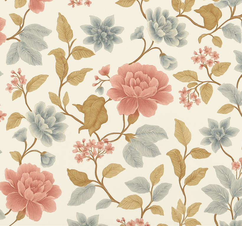 Vinyltæppe til soveværelse romantisk blomsterdesign - TenStickers