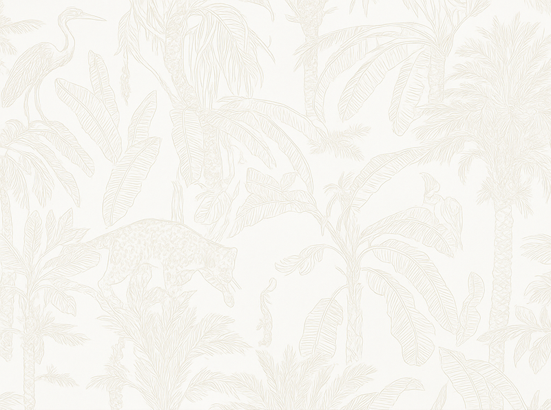 Vinyltæppe til soveværelse lys beige jungle - TenStickers