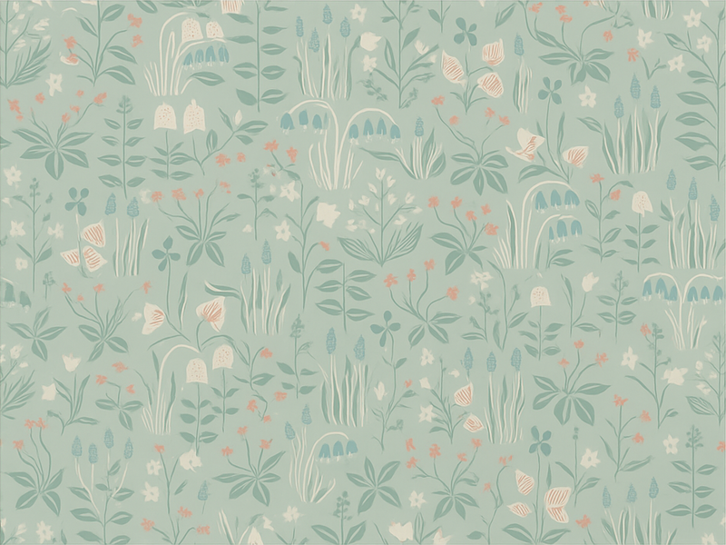 Vinyltæppe til soveværelse scandi blomstermotiv - TenStickers