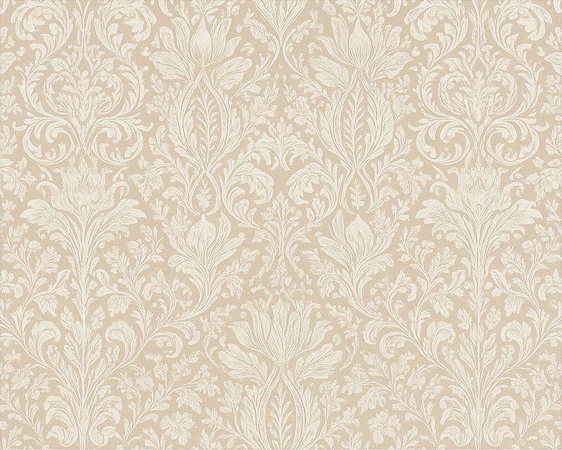 Vinyltæppe til soveværelse i klassisk beige blomsterdesign - TenStickers