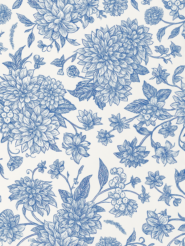 Vinyltæppe til soveværelse blå dahlia blomster - TenStickers