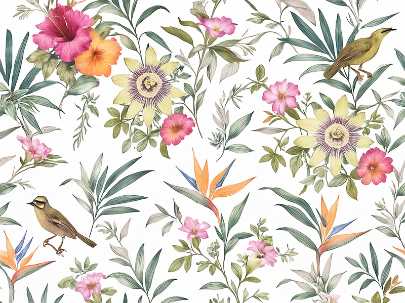 Vinyltæppe til soveværelse blomstret design blå - TenStickers