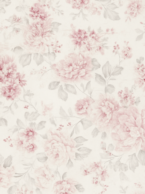 Vinyltæppe til soveværelse i vintage lyserød blomsterdesign - TenStickers