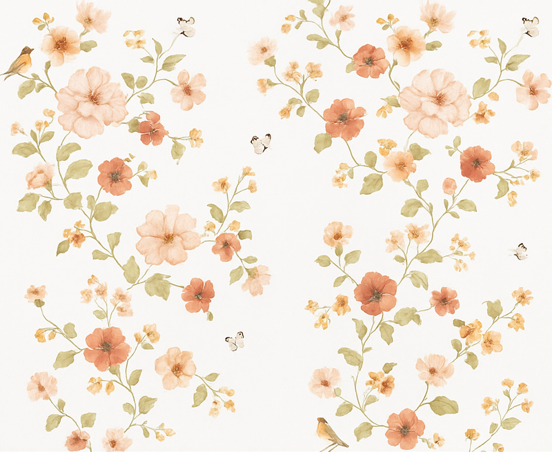 Vinyltæppe til soveværelse med små hvide blomster - TenStickers