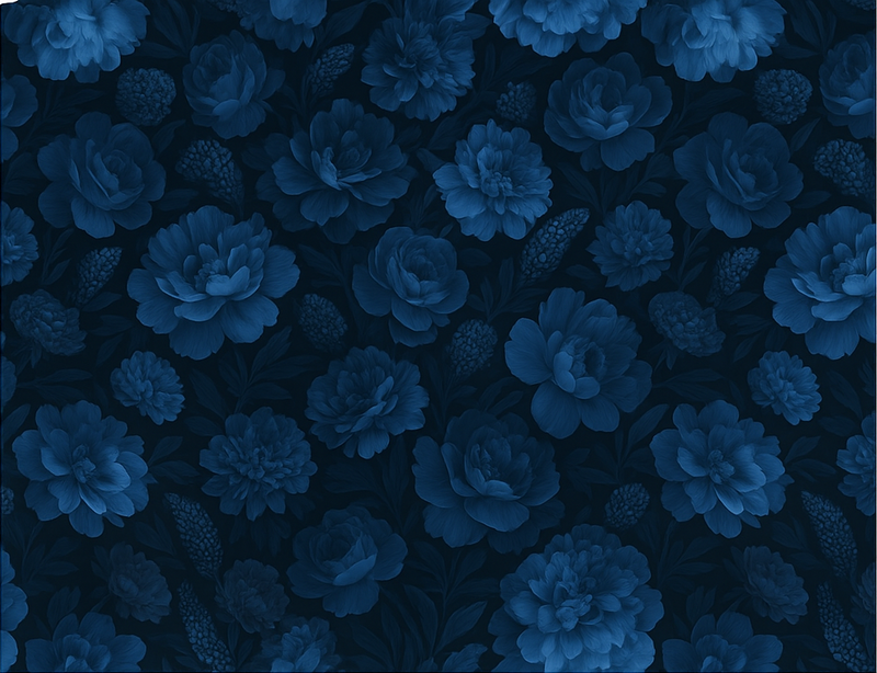 Vinyltæppe til soveværelse mørkeblå blomsterdesign - TenStickers