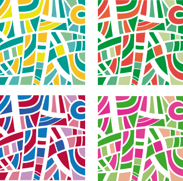 Geometriske vinyl tæppe med multifarvede fliser - TenStickers