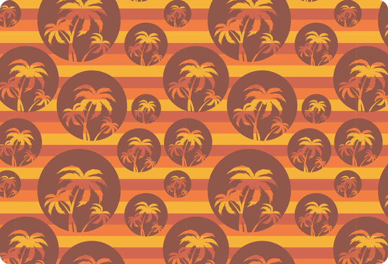 Geometriske vinyl tæppe retro solnedgang og palmer - TenStickers
