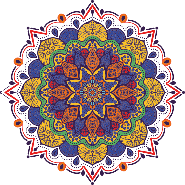 Geometriske vinyl tæppe farverigt blomster mandala - TenStickers