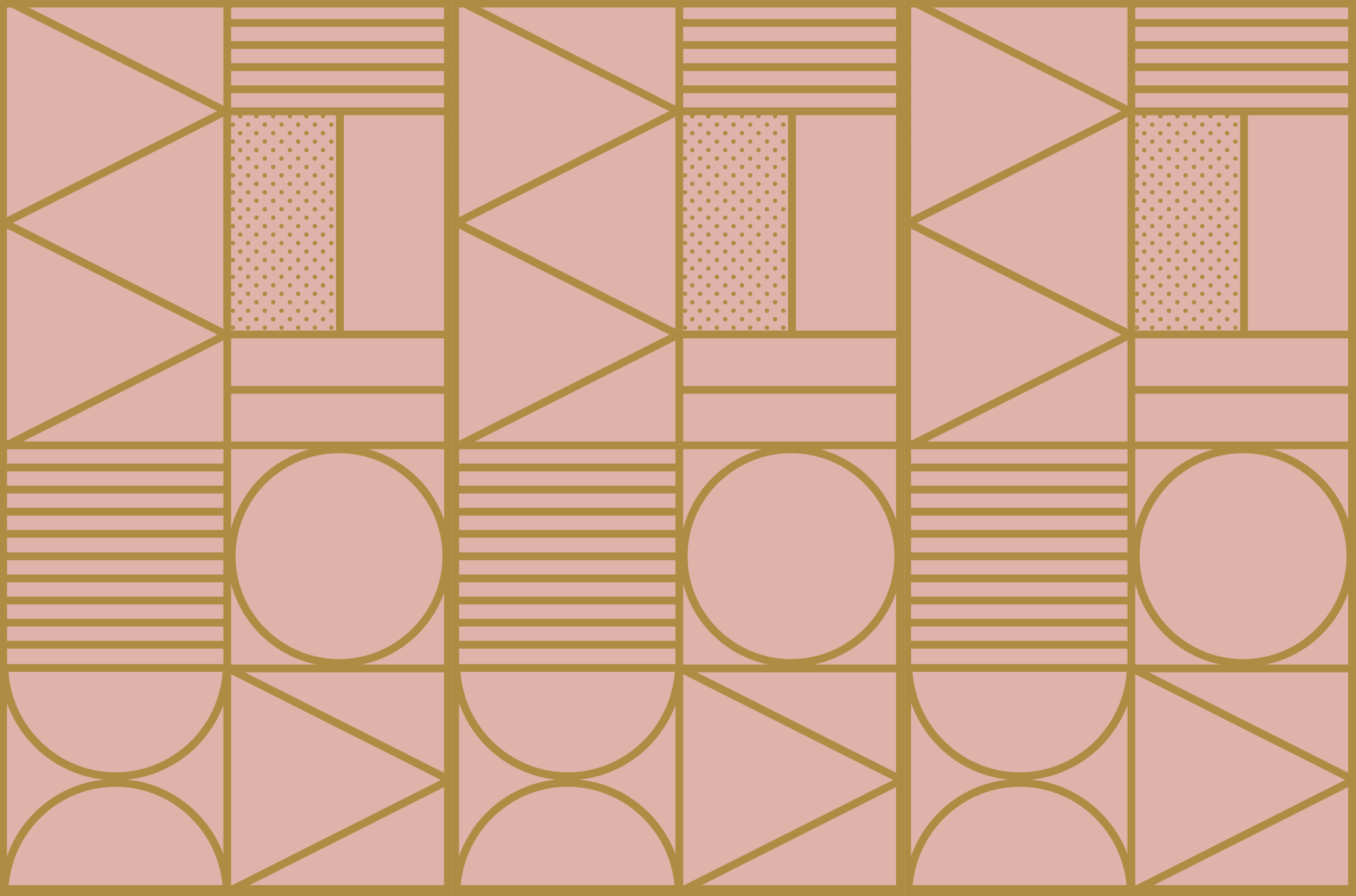 Geometriske vinyl tæppe i guld og pink farver - TenStickers