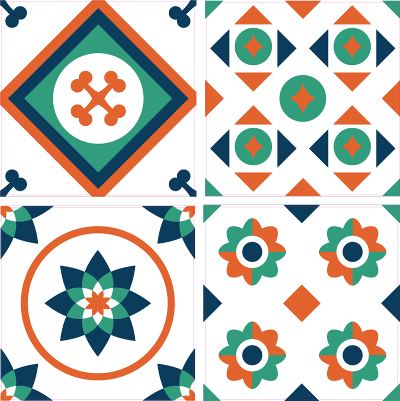Geometriske vinyl tæppe med geometriske fliser - TenStickers