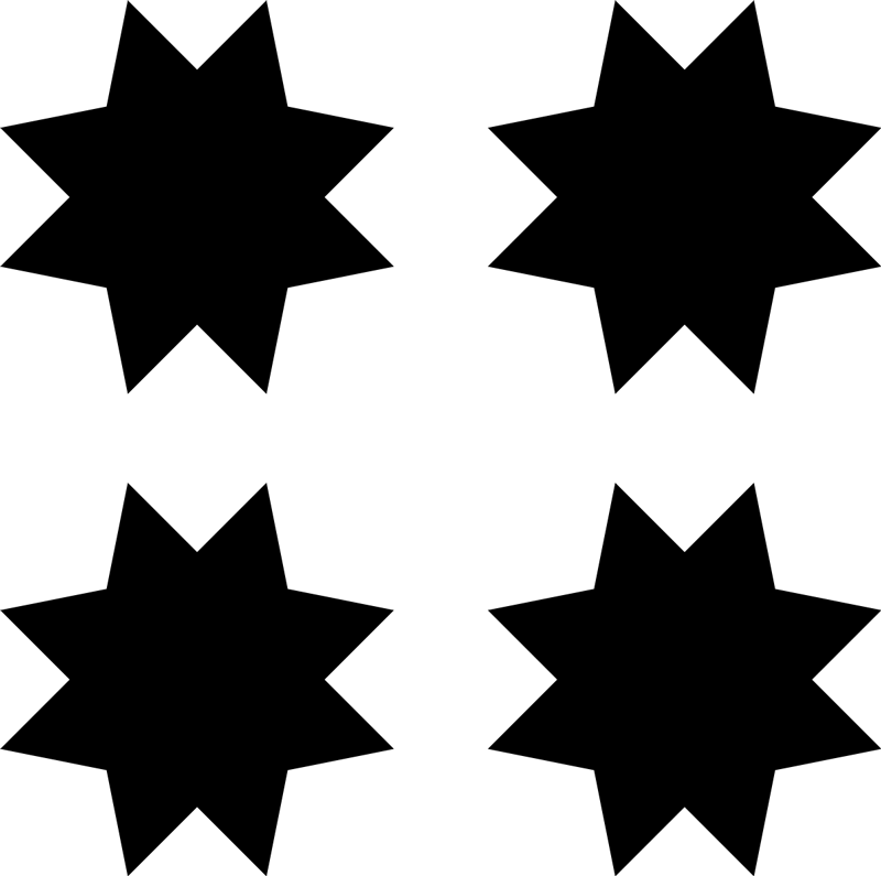 Geometriske vinyl tæppe med sorte stjerneformer - TenStickers