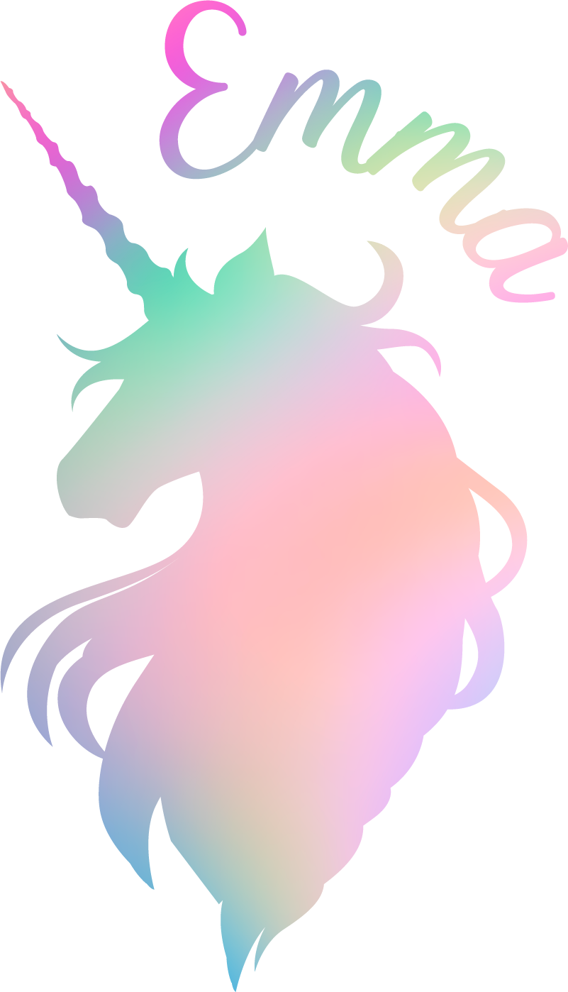Tæppe til børneværelse med personlig unicorn silhuet - TenStickers