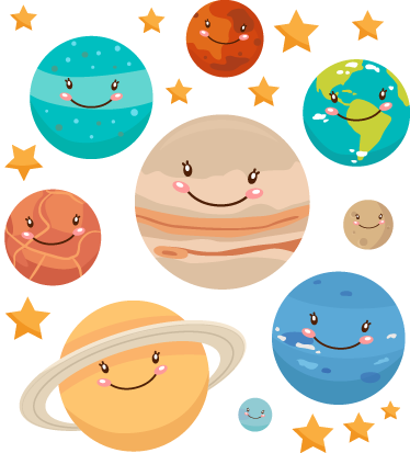 Tæppe til børneværelse med solsystemets planeter - TenStickers