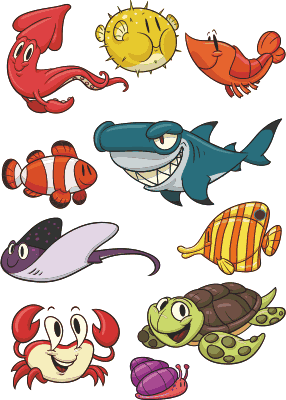 Tæppe til børneværelse med farverige fisk - TenStickers