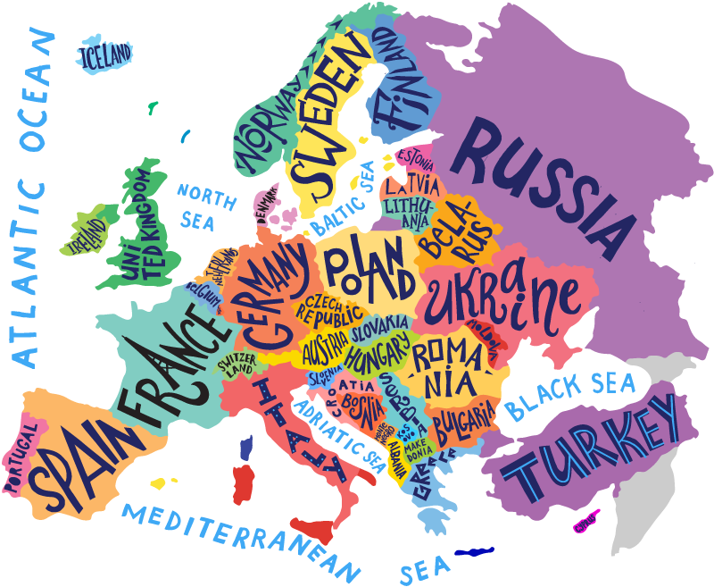 Tæppe til børneværelse europakort til børn - TenStickers