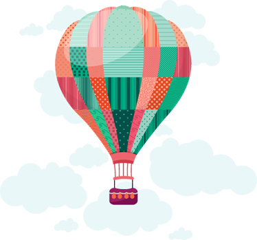 Tæppe til børneværelse med patchwork luftballon - TenStickers
