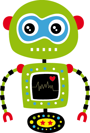 Tæppe til børneværelse grøn robot - TenStickers