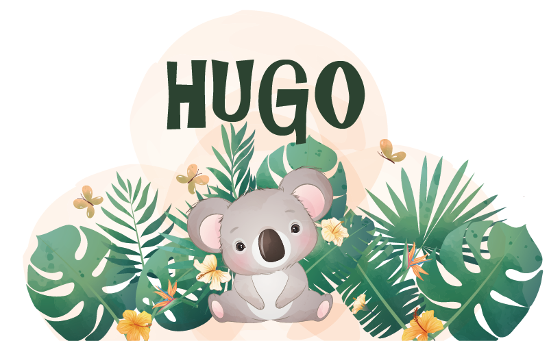Tæppe til børneværelse sød koala dreng med navn - TenStickers