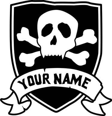 Tæppe til børneværelse med piratskull og navn - TenStickers
