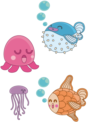 Tæppe til børneværelse med fisk illustrationer - TenStickers