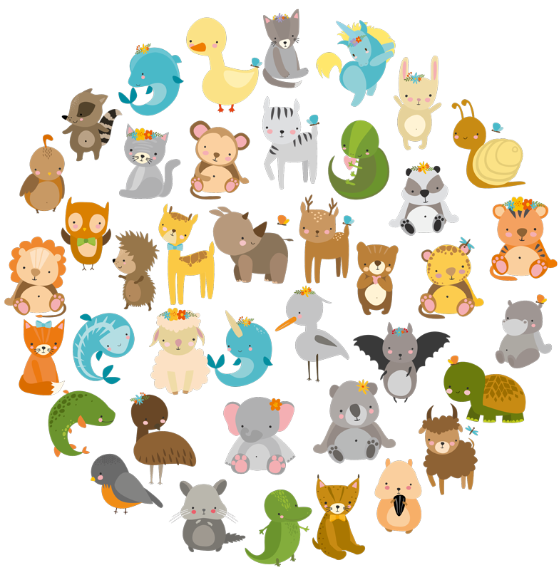 Tæppe til børneværelse med zoo dyr - TenStickers