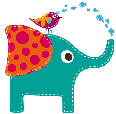 Tæppe til børneværelse elefant der bader fugl - TenStickers