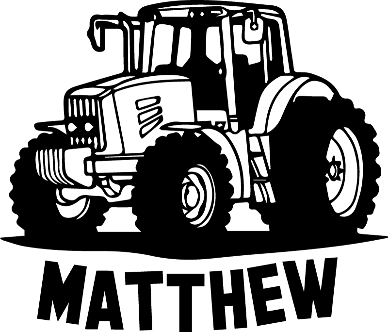 Tæppe til børneværelse med traktor silhuet og navn - TenStickers