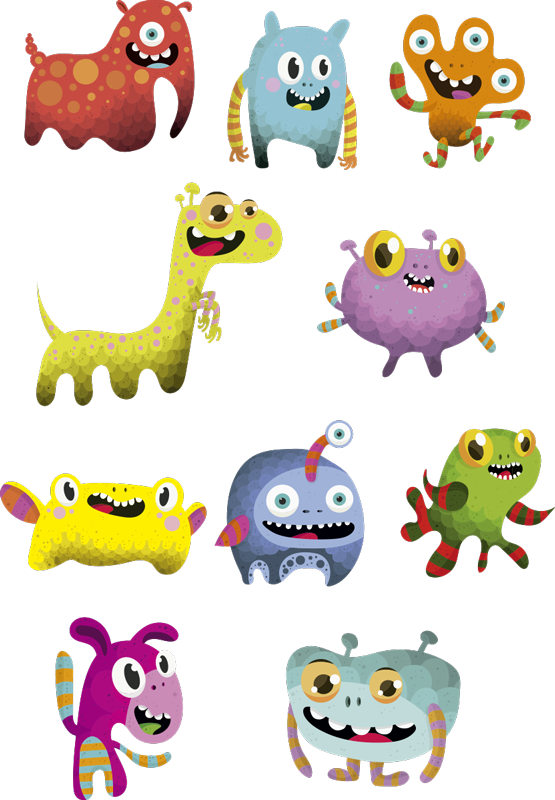 Tæppe til børneværelse med rumvæsener og monstre - TenStickers