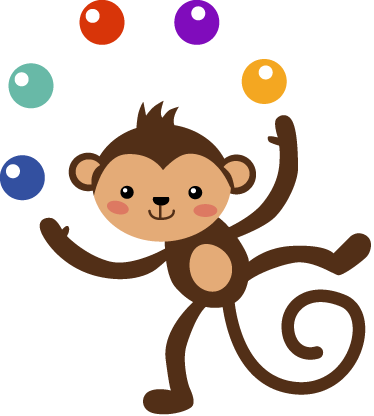 Tæppe til børneværelse med jonglerende abe - TenStickers