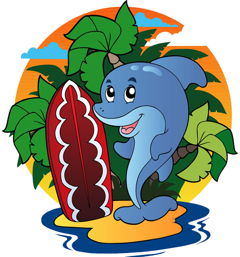 Tæppe til børneværelse med surfende delfin - TenStickers