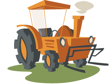 Tæppe til børneværelse med orange traktor - TenStickers